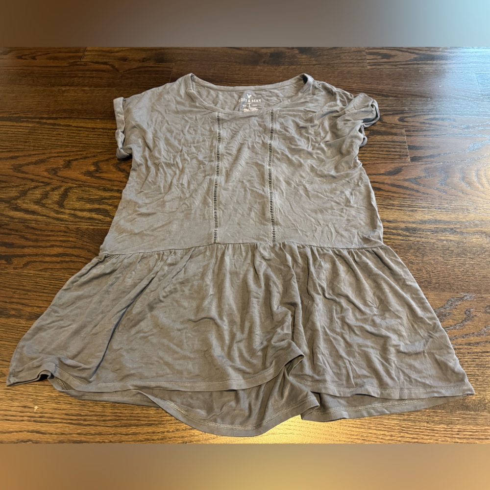 American Eagle Outfitters Gray Peplum Top